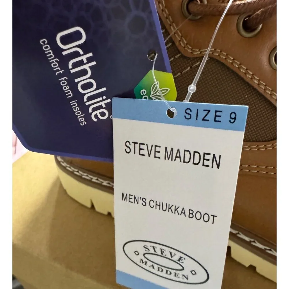 Steve Madden Men' s Brown Chukka Boot Ortholite Sz 9‎ NWB